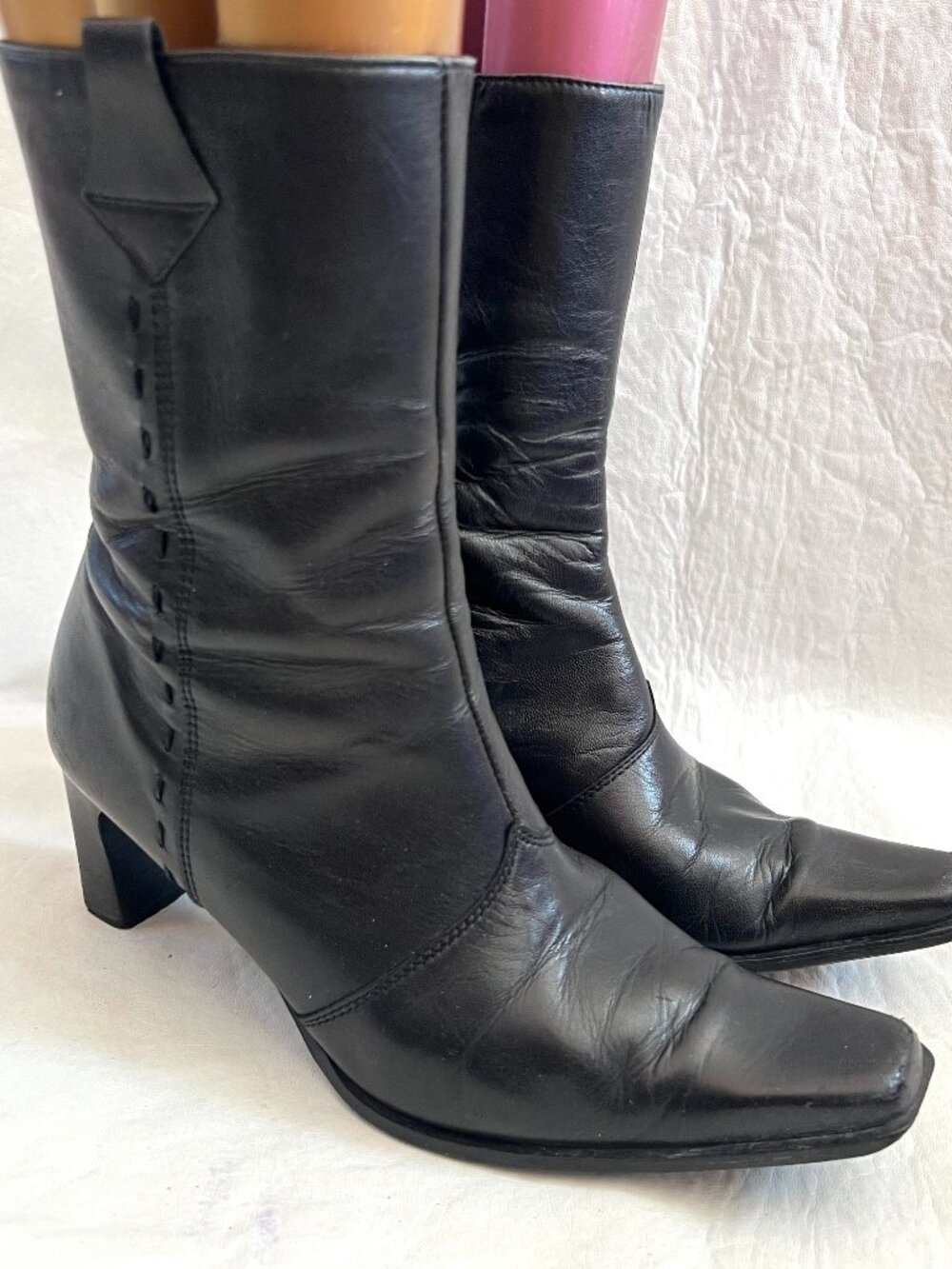 Vintage y2k Paul Green boots black leather square toe UK 3.5 US womens 6 heeled